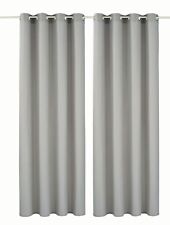 Vorhang Set  silber grau  140 x 245 cm "Raja" Gardine Store 2tlg. Oesen Schal