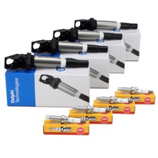 4x DELPHI Zündspule NGK Zündkerze für BMW 1er E81-88 3er E90-93 E60 E61 N43 N46