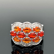 RING  GR.17 (CA.54) 925/-SILBER MIT FEUEROPAL & WEIßTOPAS SCHMUCKJAGD