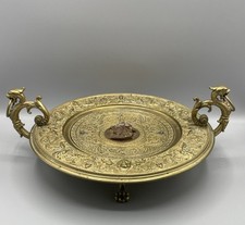 Antike Prunkschale Messing Berlin Medaillon Fuß Schale Teller Platte Alt Antik