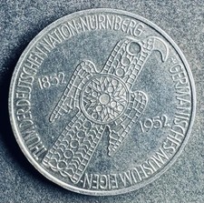 5 Mark 1952 D BRD Germanisches Museum 11,2 g .625 Silber KM#113 K190625BC0