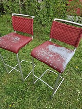 1x Barstuhl  Barhocker Freischwinger Tresenstuhl Vintage gebr. Edelstahl Rechts