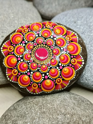 Großer mandala stein pink - großer,