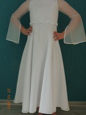 weißes Kommunions-Taufkleid / Blumenmädchen Gr.152 incl. Fellbolero, neuwertig
