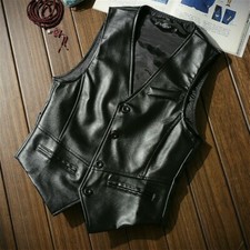 Herren kunstleder biker weste - kunstleder,