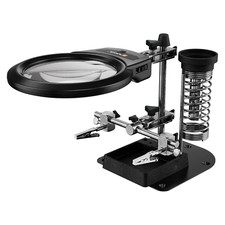 LED Feinmechaniker SET Lupe (2,5-/5-Fach Zoom) Lötkolbenhalter Halteklammern