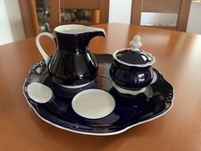 Echt Weimar Kobalt Porzellan 3 tlg Set- Milchkanne Zuckerdose Servierplatte Top