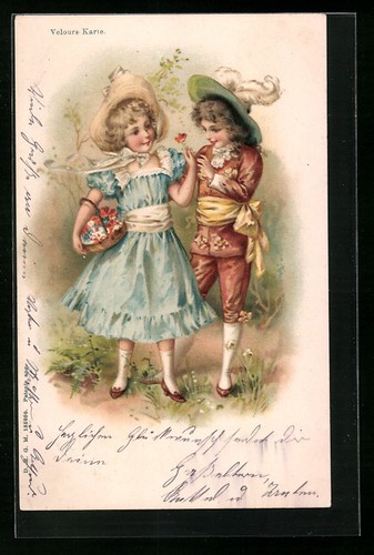Lithographie kinder paar mit - lithographie,