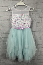 Joan Michelle Mädchen A-Linie Partykleid Alter 10 blau weiß Tule Netz Schmetterling