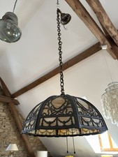 Deckenlampe Art Deco 1910-1920  Lampe Antik Vintage art nouveau slag glas top