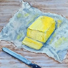 Butter in Silberfolie Ölbild