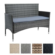 Polyrattan Gartenbank Rattan Bank 2-Sitzer Sitzbank mit Sitzkissen Rattanmöbel