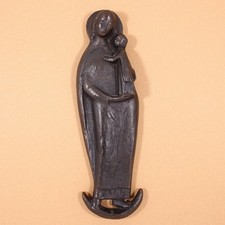 Bronze Madonna auf Mondsichel Wandrelief - Mitte 20. Jh.
