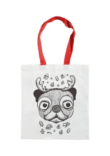 Weihnachts mops jutebeutel - mops,