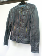 dunkelblaue Leder Jacke Gr. 36