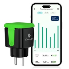 GreenSun Wasserdicht WLAN Strommessgerat Steckdose Stromzahler gartensteckdose
