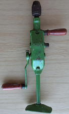 Handbohrmaschine manuell Brustleier grün antik Bohrfutter Sammler Werkzeug