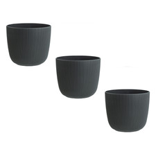 3x Anthrazit Pflanztopf rund