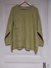 Damen Langarm Leinenshirt Bluse Tunika, Größe 58, Neu