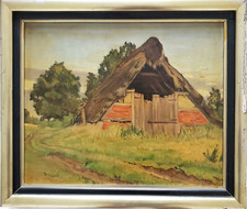 Ölgemälde Landschaft Bauernkate Norddeutsche Künstler Gerhard Ter Veen 1935