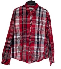 ⭐️Desigual Rainbow - Herren Langarm Hemd Rot Muster - Gr XL - TOP Zustand