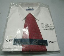 Herrenhemd weiß 39 + ital.Seidenkrawatte rot Barone Rosso Hemd Krawatte NEU OVP