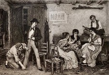 "Venezianische Schneiderbude " Radierung von W. Unger nach Eugen Blaas  1890