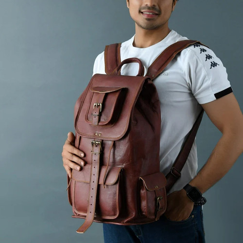 Vintage echtleder rucksack - vintage,