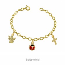 Stabiles Kinderarmband mit 3 gewünschten Anhänger, 3mm Breit, Echtgold333(8K)