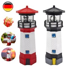LED Solar Leuchtturm 360° Drehbar Leuchtfeuer Gartendekoration Lampe Solarlicht