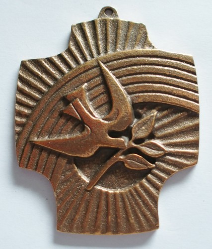 Bronze kreuz taube mit - bronze,