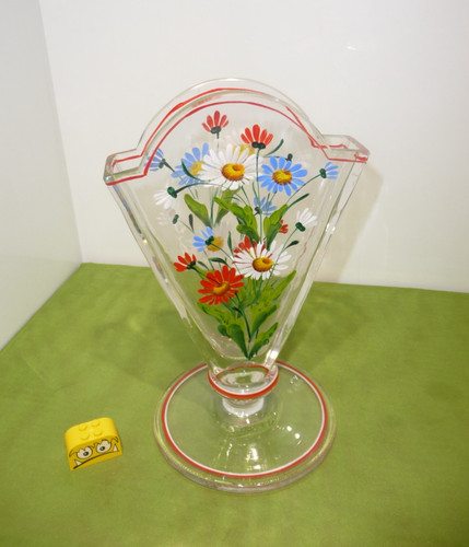 Alte bemalte glasvase - bemalte,