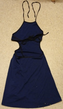 Neckholder Midikleid, tiefer Rückenausschnitt in Blau - Größe L - Länge 104 cm