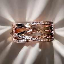 Traumhafter Zirkoniaring, Pandora-Art, Gr.58, 925 Silber, Rosevergoldet, NEU  