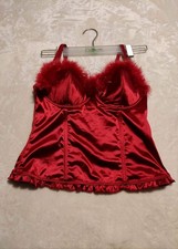 Korsett/Korsage Sexy Rot Mit Puschel-Kuschel Umrandung, Gr.85 C, 90'er/2000'er 