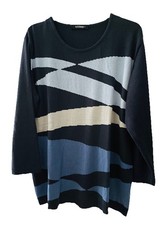 GOLLEHAUG Pullover Feinstrick,  Blautöne mit creme, Gr. 50