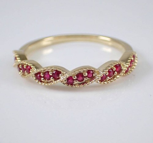 10k gelbgold rubin stapelring - rubin,