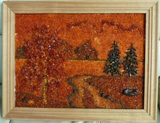 Bernsteinbild 100% Mosaik aus kleinen und grösseren Bernsteinen