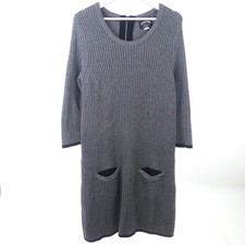 TOMMY HILFIGER DENIM Kleid Dress Strickkleid Rippstrick Grau Gr. XL