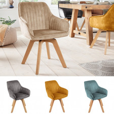 Drehbarer Samt Stuhl LIVORNO - FARBWAHL - gepolstert mit Armlehne - Buchenholz