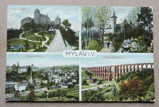orig. AK Mylau Reichenbach Vogtlandkreis / Felsenschänke Schloss Brücke/gel.1915
