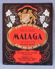 altes Musteretikett Weinetikett Etikett Label Original Malaga Spanien Entwurf