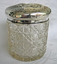 England Deckeldose Silber/Kristall Diamantschliff London 18. Jh. William Holmes