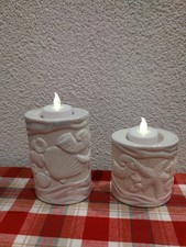 Kerzenständer Halter Keramik Weiß 13+ 10 cm m. LED Teelichter