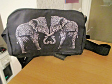 Damen Bauchtasche schwarz mit Elefanten NEU