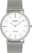 SALE Oozoo Vintage Armbanduhr Milanaiseband silber/weiß Ø40mm C9901