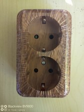 5 Stück,AP Doppel Steckdose,Auf Putz,16A, Holzoptik,IP20