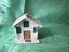 Christbaumschmuck  Dresdner Pappe Weiß Haus Glitzer Ornament 5cm Kugel