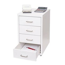 Rollcontainer Boston T851, Büroschrank 48x28x41cm 4 Schubladen weiß