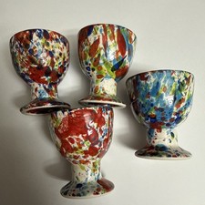 4er-Set Keramik Eierbecher, handbemalt, Frankreich, mediteran, bunt